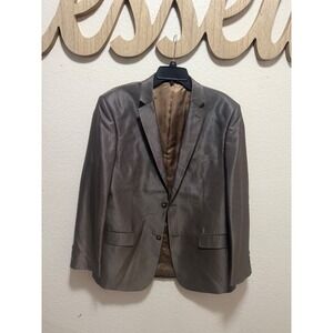 Vinci Mens 42R Two Button Blazer Jacket Grey Sharkskin Tailored Fit Formal Coat